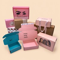 Boîtes d'expédition en carton ondulé biodégradable et recyclable avec dorure à chaud pour vêtements, fond beige clair de qualité supérieure