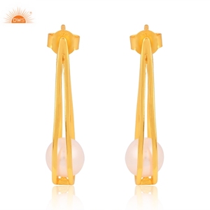 Latest Trending Sterling Silver Freshwater Pearl <b>Dangle</b> <b>Earring</b> Dainty Collection For Women Demi Fine Design Manufacturer - Product Image 2