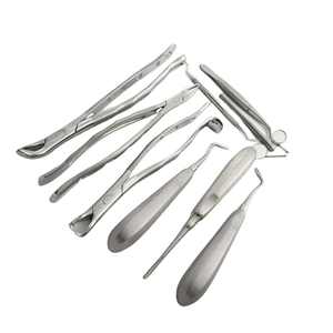 Juego de 11 Instrumentos Dentales Manuales de Acero Inoxidable para Cirugía Oral, Incluye Pinzas, Sondas, Elevadores y Espejos - Product Image 5