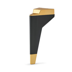 Pieds de meuble trapézoïdaux modernes noirs de 21 cm avec embouts dorés, installation facile pour la décoration d'appartement, pieds de meuble en plastique - Product Image 1