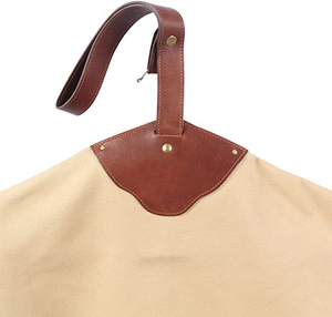 Bolsa de Ropa de Lona y Cuero, Porta Trajes Plegable con Cremalleras, Organizador Colgante Impermeable Clásico para Viajes, Vacaciones y Oficina - Product Image 3