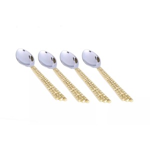 Couverts à poignée design en acier inoxydable plaqué couleur argent Ensemble de 3 fourchettes, cuillères et couteaux Coutellerie pour la maison et les fêtes Passe au lave-vaisselle - Product Image 3