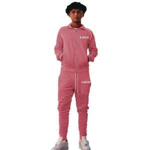 Ensemble de vestes 2 pièces unisexes à coupe ajustée en polyester/coton et velours Survêtements de luxe en velours vierge en daim personnalisable rapidement - Product Image 1