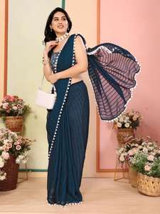 GC Soft Georgette Silk <b>Indian</b> Saree Top Style Elegant <b>Indian</b> & <b>Pakistani</b> <b>Clothing</b> - Product Image 2