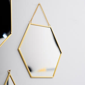 Petit miroir mural doré décoratif personnalisé Mini miroirs encadrés avec bordure dorée pour le salon et la chambre à coucher Décoration murale de forme unique - Product Image 2