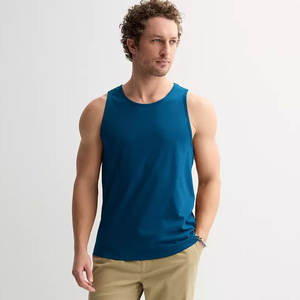 Camiseta sin mangas 100% algodón para hombre, camiseta personalizada para gimnasio - Product Image 1