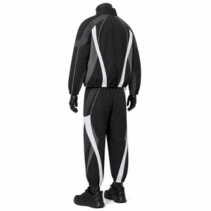 Custom Black Nylon Zip Collar Track Suits <b>Polyester</b> Streetwear Windbreaker Jogging Track Suit Bulk Wholesale Price - Product Image 6
