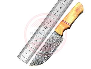 Couteau de chasse en acier Damas fait main avec manche en bois et gaine en cuir | couteaux de chasse à lame fixe - Product Image 4