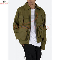 Veste cargo pour hommes Oem Service veste à capuche multi-poches manteau fonction masculine veste cargo coupe-vent pour hommes
