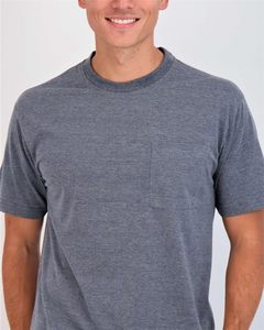 T-shirt à poche pour homme en coton décontracté à col rond à manches courtes uni avec poche poitrine, doux, respirant, coupe régulière, pour tous les jours - Product Image 4