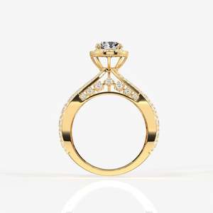 Portuguese Cut Lab Grown Diamond Cocktail <b>Set</b> in 14K <b>Gold</b> Elegant Cocktail Diamond <b>Rings</b> - Product Image 4