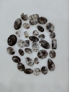 พลอยควอตซ์พลอยเทียมสีดำธรรมชาติทำด้วยมือผลิตภัณฑ์ตามสั่งอัญมณีหลวมตัดเรียบ - Product Image 3