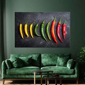 Art sur toile vibrant : Impression moderne de poivrons pour la décoration de cuisine, TOILE ENROBÉE - Product Image 1