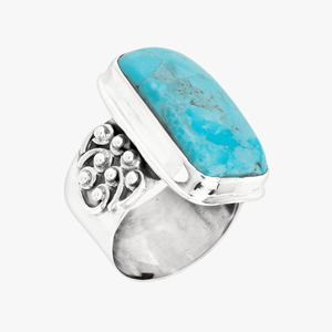 925 plata esterlina Baguette Cab turquesa piedra preciosa anillo bisel ajuste Bohemia plateado para boda o compromiso - Product Image 2
