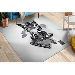 Tapis de couple en argent 3D, tapis imprimé moderne avec un motif de couple s'embrassant, avec un tapis moelleux à poils - Product Image 2