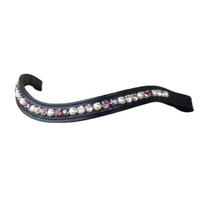 Attractive <b>Crystal</b> Stone Decoration 100% Genuine Leather Brow Band Horse Racing Comfortable Brow Band <b>Top</b> Supplier - Product Image 1