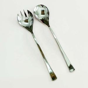 Nouveau Unique Haute Qualité Argent Poli Salade Serveur Cuillère et Fourchette Ustensiles De Service Forme Carrée Fin Poignée Couverts - Product Image 1