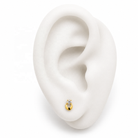 Pendientes de Oro Macizo con Diseño Ovalado Abierto y Circonitas Redondas para Mujer, Regalo de Boda o Compromiso, Joyería Fina de 14k