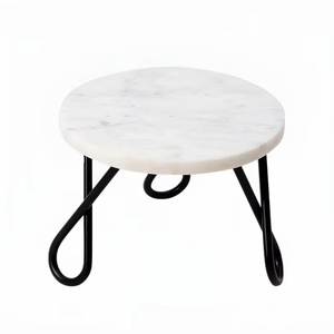 Best Price <b>Marble</b> Top with Black Metal Legs <b>Cake</b> <b>Stand</b> with Customization From India For Wedding and Events - Product Image 1