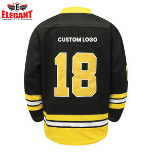 Miglior tessuto di maglia da Hockey, resistente leggero in colore giallo e nero prezzo di fabbrica uniforme della squadra - Product Image 3