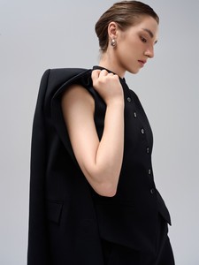 Bon prix vestes pour femmes poches avant personnalisé marque Audrey revers veste bois métier à tisser tissu blanc Vietnam usine - Product Image 2