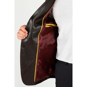 Giacca Blazer larga marrone in vera pelle