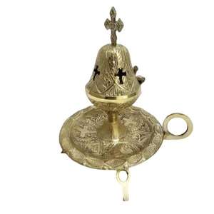 Quemador de Incienso Terapéutico de Latón Metálico Pulido con Madera de Sándalo para Incienso Indio, Ambiente Libre de Olores, Diseños Personalizados - Product Image 1