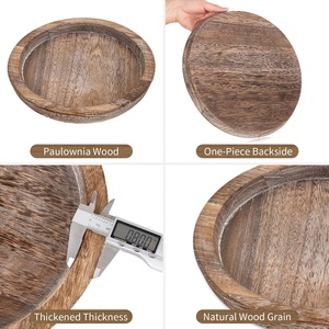 Bandeja Redonda de Madera para Servir con Florero y Velas, Apta para Alimentos, Acabado Pulido, Decorativa para Uso Residencial - Product Image 4