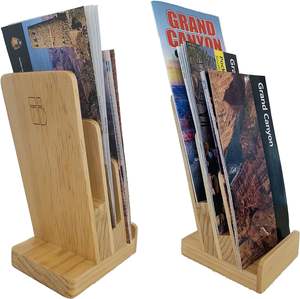 3-Tier Pine Wood Literature Holder Trifold Brochure Holder Flyer Holder Postcard <b>Display</b> and Countertop Wooden <b>Display</b> <b>Stand</b> - Product Image 3