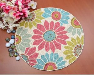 El mejor diseño temático, vajilla redondeada, mantel decorativo con cuentas de vidrio, Mantel Individual para fiestas y otras funciones - Product Image 3