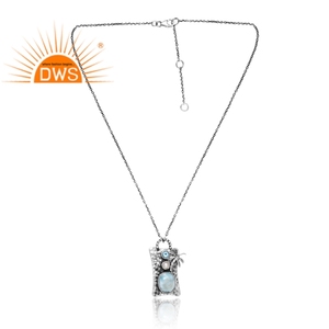 Collar con colgante de múltiples piedras preciosas naturales de Plata de Ley 925 más vendido, joyería personalizada para mujer, regalo para ella - Product Image 1