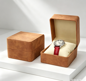 Customized square Men <b>Watch</b> Storage Box Velvet Lining Wood Single <b>Watch</b> Gift Packaging Box with logo - Product Image 2