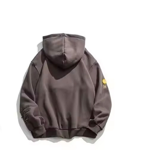 Nouvelle mode de sweat à capuche pour hommes de couleur unie personnalisé de haute qualité, sweat à capuche surdimensionné à épaules tombantes vintage délavé à l'acide avec fermeture éclair pour hommes - Product Image 2