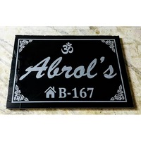Plaque de nom décorative fonctionnelle en marbre naturel gravé sur mesure, style Art Déco, faite à la main, pour bureau, porte ou panneau signalétique