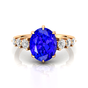 Bague en pierres précieuses tanzanite naturelle nouvellement arrivée avec or massif et diamants véritables bagues en grappe fine mariages prix de gros OEM - Product Image 1