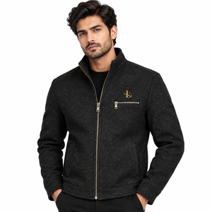 Veste d'hiver en laine pour hommes, matière en mélange de laine douce, veste décontractée chaude et confortable, adaptée aux voyages par temps froid, à la marche et aux activités de plein air - Product Image 4