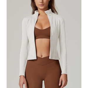 Femmes Zip Up Vestes Mock Col Roulé Automne Hoodies Ajusté 2025 Athlétique Vêtements D'entraînement avec Poches - Product Image 3