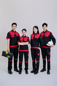 Conjunto de Uniforme de Trabajo de Alta Visibilidad para Hombre FMF, Tela TC, Manga Corta, Negro y Rojo, Cómodo, Transpirable, Antiarrugas y Duradero - Product Image 4