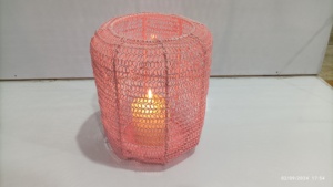Pink Powder Wire Metal Wax Candle Holders <b>Tealight</b> Light <b>Lantern</b> Large for Christmas Home Decoration Living Room and Table Decor - Product Image 3