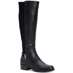Stivali da Donna Alfani Kallumm con Punta a Mandorla, Alti fino al Ginocchio, Stile Western, Comodi, in Gomma Leggera e Pelle Scamosciata PU, Neri, Taglia 5.5 M - Product Image 1