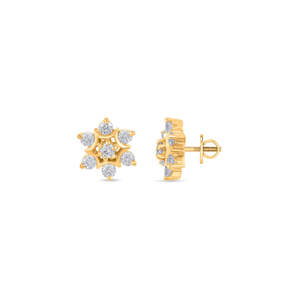 14k <b>Gold</b> Geometric <b>Stud</b> <b>Earrings</b> for Women Zircon & Pearl <b>Rose</b> or Yellow <b>Gold</b> Plated - Product Image 5