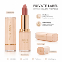 Rouge à lèvres de luxe couleur nude, marque privée, logo personnalisé, capuchon en forme de fleur unique, élégant, hydratant, fini mat, OEM ODM