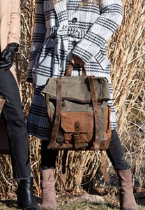 Leather Canvas Luxury Retro Vintage Large Capacity Lightweight Travel School <b>Laptop</b> <b>Backpack</b> LCBP-0195 - Product Image 6