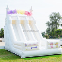 Prix de gros, toboggan gonflable commercial blanc pour la location d'événements, toboggans gonflables pour la location de fêtes