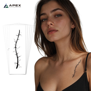 <span class=keywords><strong>Tatuaggio</strong></span> Temporaneo Halloween Stitch Scar 8 Disegni Line Art Blackwork Finto Sutura Adesivo Viso Corpo 50x150mm - Product Image 1