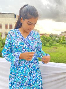 Perfect Designer Looking Printed Summer Beach Cover up <b>Dress</b> <b>Night</b> Sleep Wear <b>Dress</b> Kaftan for women Print Indian Cotton Floral - Product Image 2