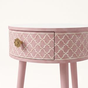 Table de chevet en os incrusté, décoration d'intérieur, fabrication artisanale, table de chevet en bois moderne marocaine avec 1 tiroir de rangement - Product Image 4