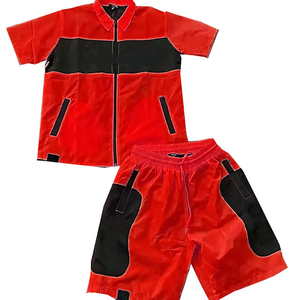 Venta caliente de 2 piezas de nailon chaqueta pantalones cortos Conjunto personalizado de las mujeres chándal de los hombres a prueba de viento transpirable Jogger - Product Image 2