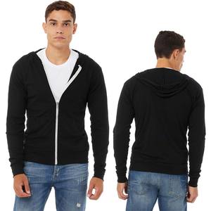 Tri Blend French Terry Winter <b>Hoodie</b> Kangaroo <b>Pocket</b> <b>Zip</b> Sweatshirt with Embroidered Digital Printed Plain Dyed Design - Product Image 3