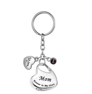 Maman personnalisé métal famille en coeur en acier inoxydable mémorial souvenir urne porte-clés pour cendres crémation bijoux taille personnalisée - Product Image 4